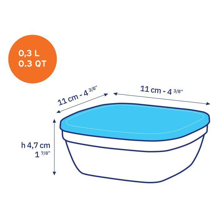 Square Glass Bowl - Duralex - Lys - 11 Cm - Covered - Blue