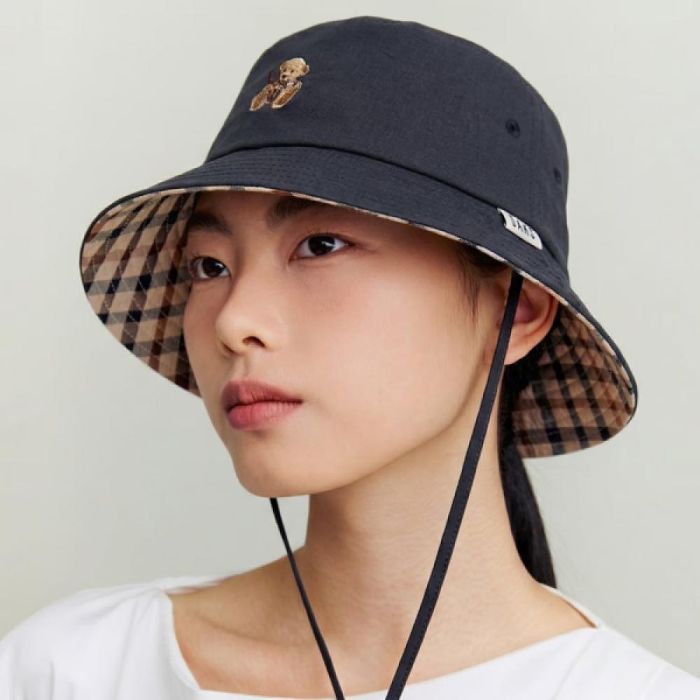 Daks Navy Bear Embroidery Cotton Bucket Hat Dche6e120n2 Single option