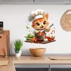 Self Adhesive Cartoon Chef Kitten Wall Stickers for Kitchen Cabinet Decor Peel and Stick Removable Waterproof