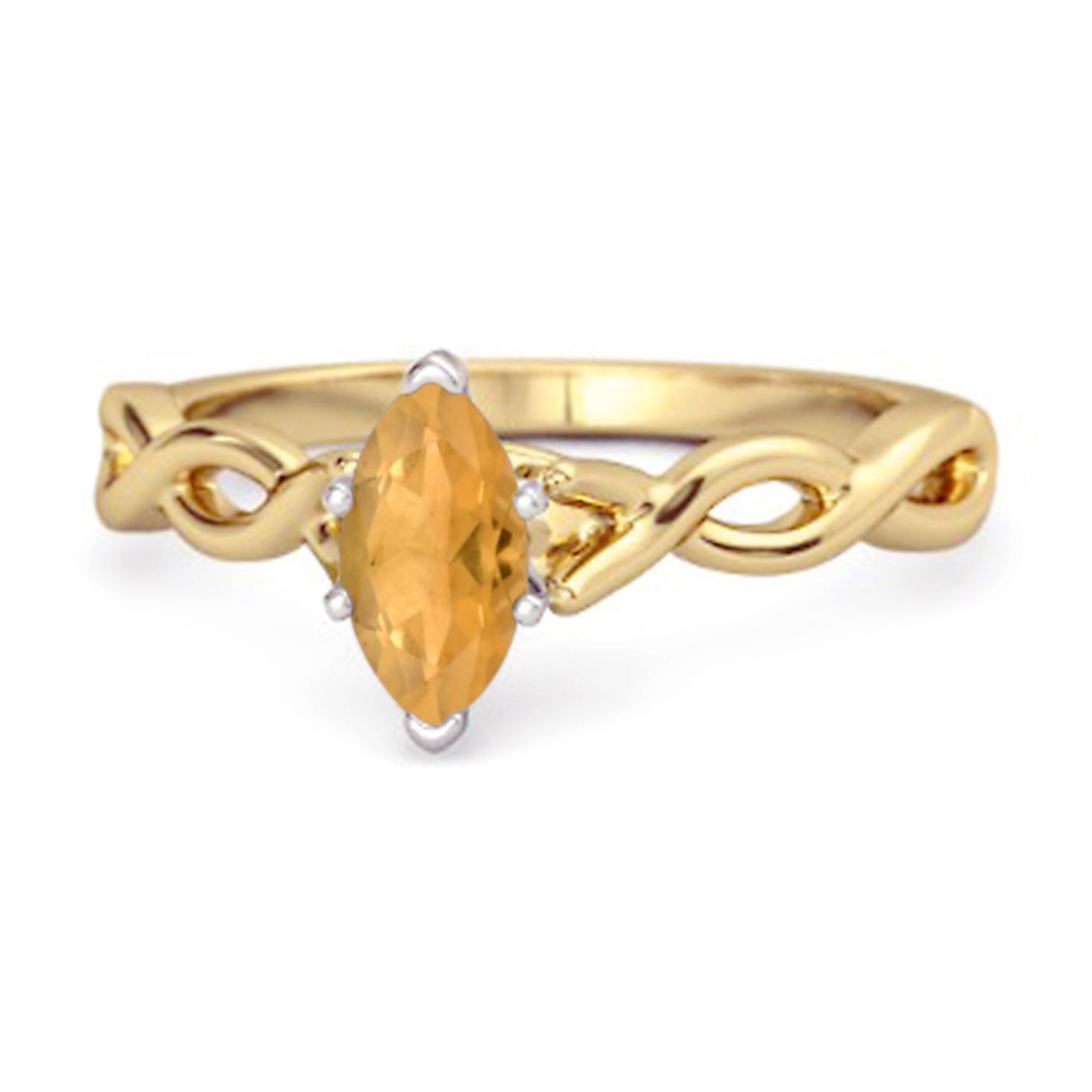 Citrine Marquise Ring - 925 Sterling Silver Gold Vermeil 9.5 жёлтый