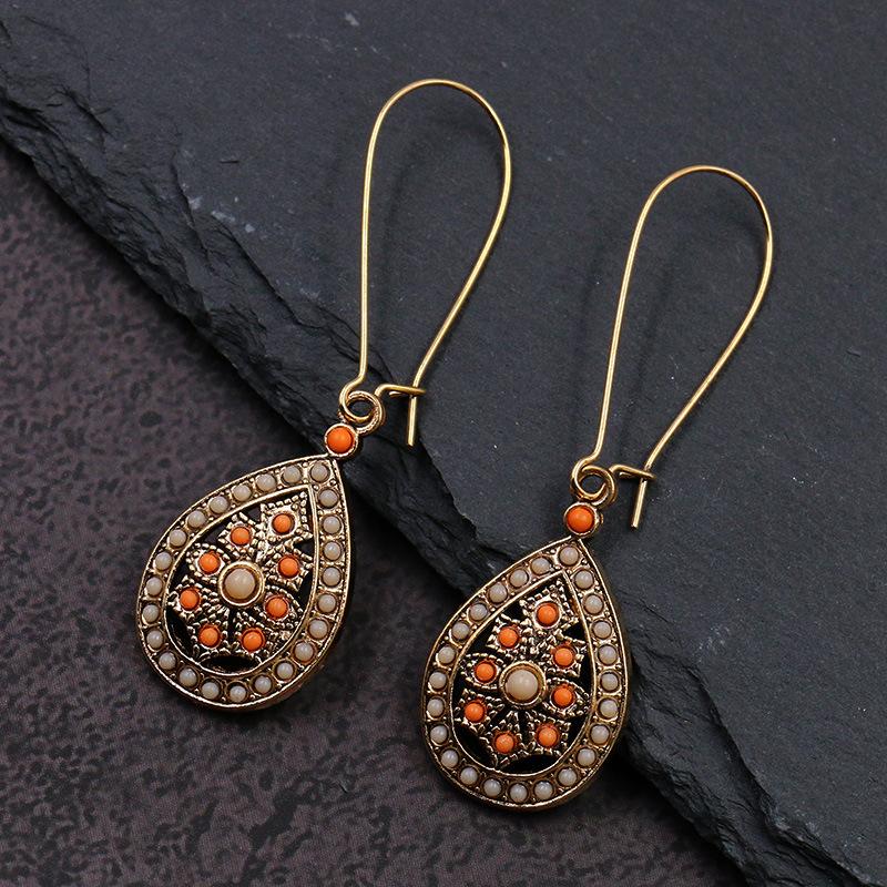 Vintage Ethnic Bohemian Drop Dangle Earrings For Women Wooden Tassel Pearl Beaded Geometric Leaf Flower Round Boho Earrings