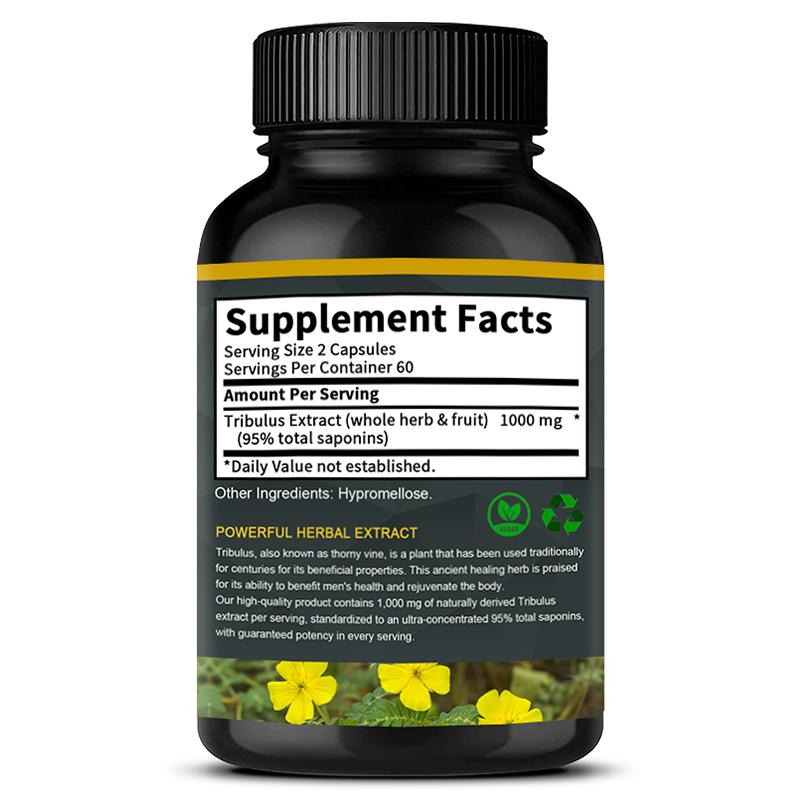 Bunkell Tribulus Extract Supplement, 1000mg, 120 Caps