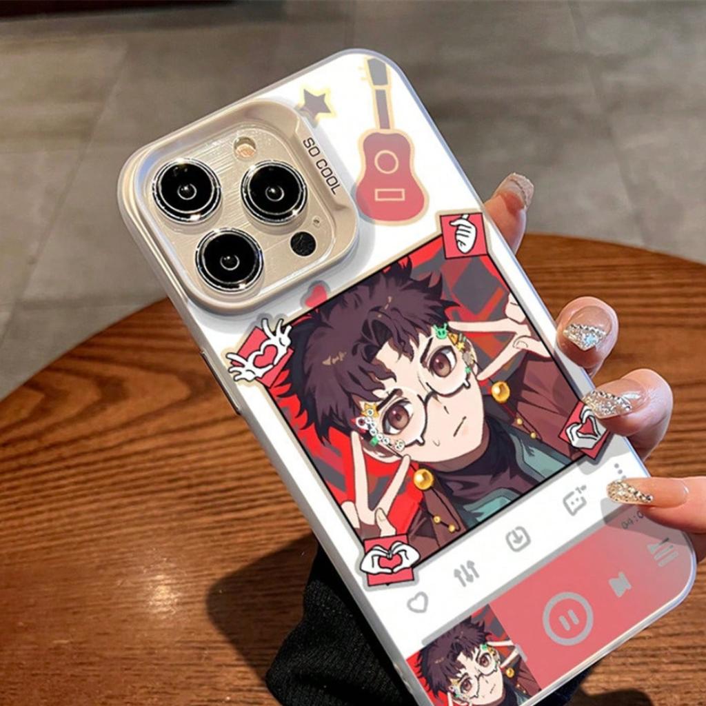 Anime Boy Music Player Print Aesthetic Phone Case For IPhone 15 14 13 - Protective Cover