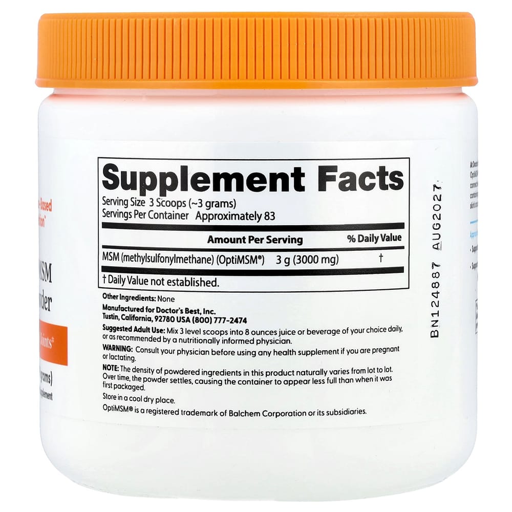 Doctor's Best MSM Powder with OptiMSM, 250g (8.8oz)