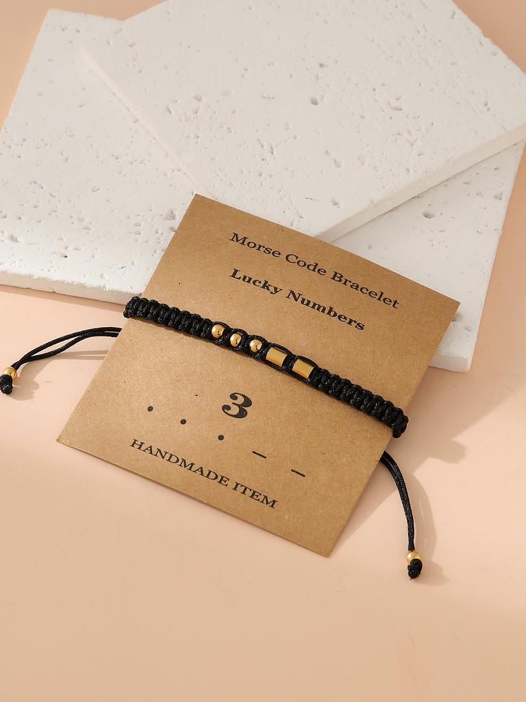 Handwoven Morse Code Number Flat Knot Bracelet Unisex Fashion Accessory