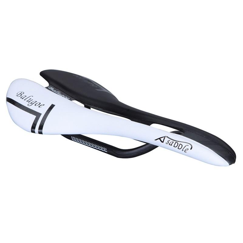 BALUGOE Carbon Fiber Bicycle Saddle Road Mountain Bikes Full Rail With Leather Cover