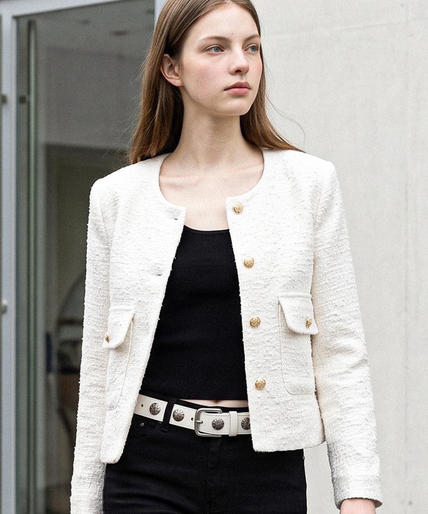 FOREVER21 Klassische Tweed-Jacke mit Tasche (Ftdcjk016)
