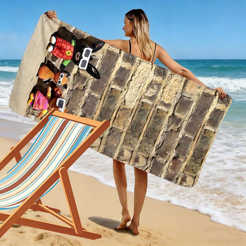 Bing Print Beach Towel, Large Soft Quick Dry Towel for Beach Camping Swimming