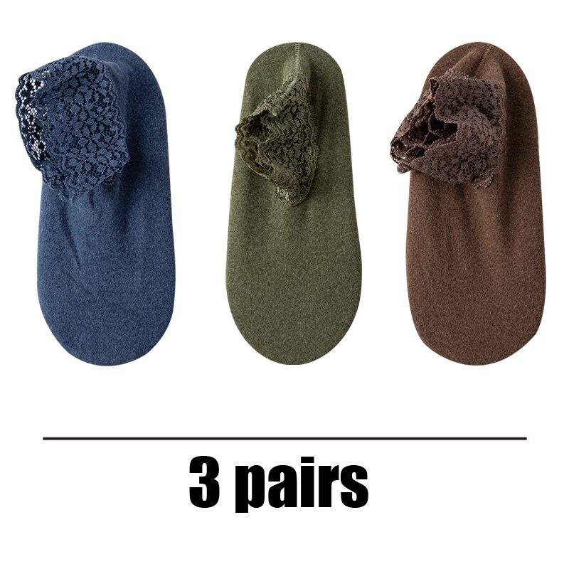 Women's Autumn Winter Thickened Warm Fleece Socks Lace Ankle Socks Non-slip Floor Socks