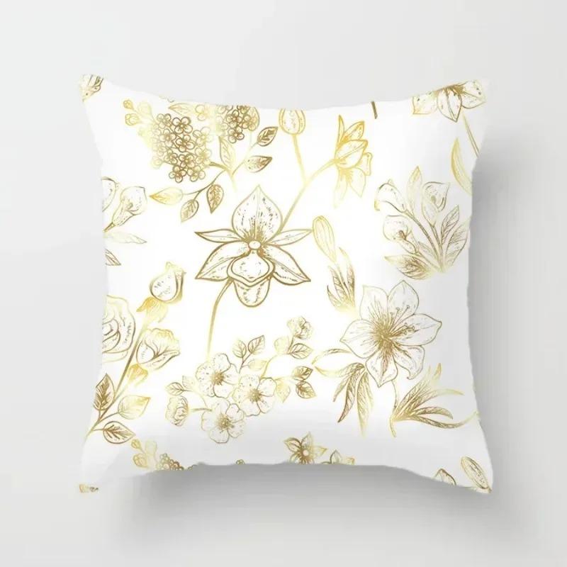 Home Decor Gold Flower Leaf Cushion Cover Throw Pillow Suitable for Sofa Chair Pillow Cover