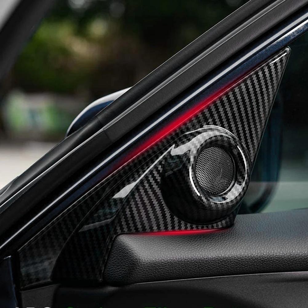 2PCS ABS Carbon Fiber Interior Front Door Speaker Window A Pillar Cover Trim for Honda Civic 2016-2019 10Th Gen Car Accessories