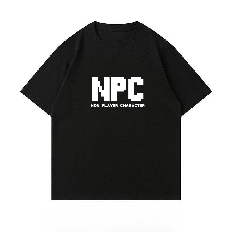 2026 New Npc Summer Fun And Funny Letter Shortsleeved Tshirt For Unisex Cotton Loose Fit Large Size Round Neck Half Sleeve