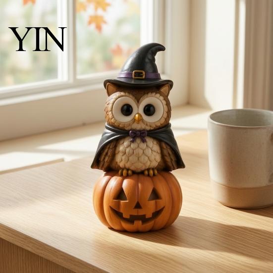 Wooden Wizard Doll Vintage Halloween Figurine, Rustic Witch Zombie Cat Owl Frog Tabletop Table Decor Ornament, Farmhouse Tiered Tray Decoration