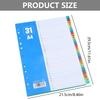31 Sheets Colorful Folder Dividers Multifunctional  Dividers A 4 File Dividers School Office Supplies for Students