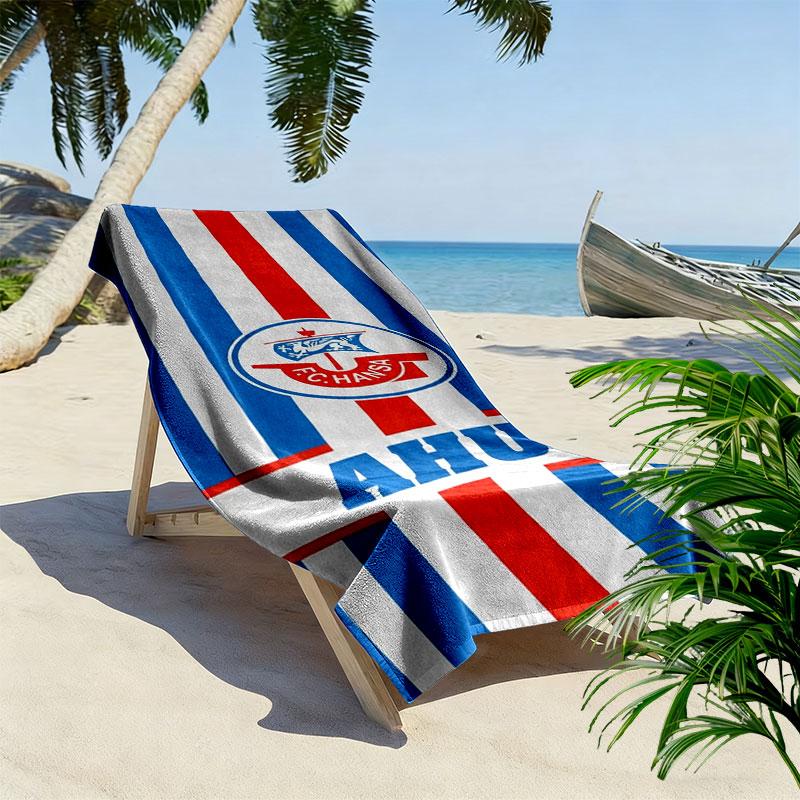 FC. Hansa Rostock Print Strandtuch, Großes Weiches Schnelltrocknendes Handtuch für Strand Camping Schwimmen