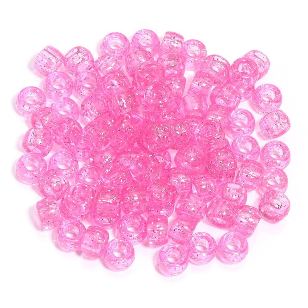 200pcs/lot Colored Acrylic Big Hole Beads For Jewelry Making Loose Spaced Round Bead DIY Bracelet Necklace Accessories Wholesale