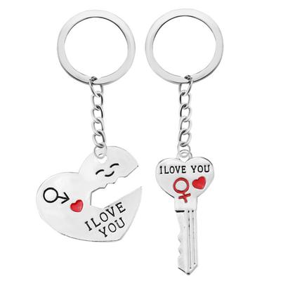 Couple Keychain Keyring Keyfob Valentine's Day Lover Gift Heart Key Set