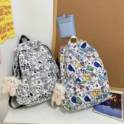 Trend Graffiti Student Schoolbag Female Korean Version of Forest School Students Girl Backpack Simple Primary School Students