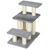 Pet Stairs, Adjustable 3-Step, Cat and Dog Ladder, Sisal Post, Ball, 52 x 34.5 x 54 cm, Grey