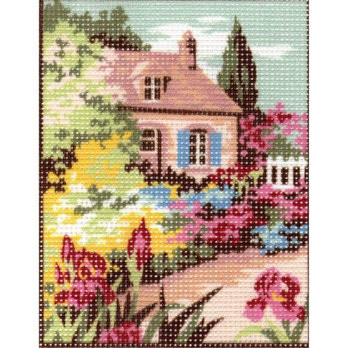 Kit Canevas - Pénélope - Cottage Fleuri - 14 x 16 cm - 100% coton - Aiguille incluse