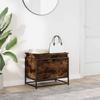 Storage Box with Lid Smoked Oak Finish 60 X 40 X 51.5 Cm