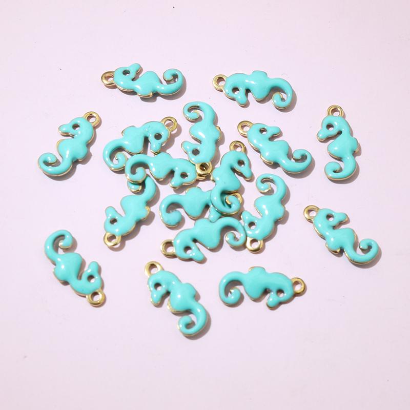 20pcs 12x6mm Stainless Steel Seahorse Hippocampus Enamel Charms Pendant Stainless Steel DIY Jewelry Making Accessories Findings