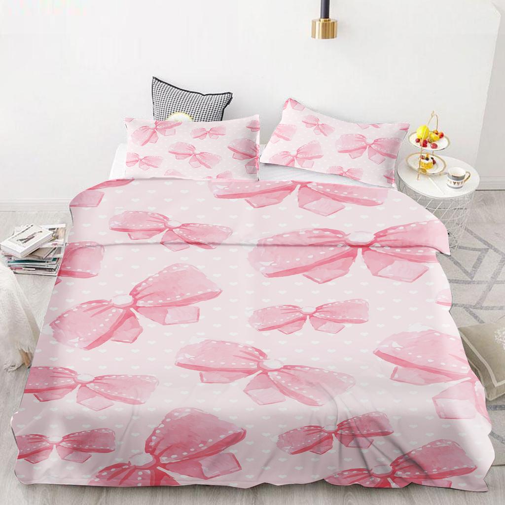 Schleife Bettbezug Set Bettdecke Bettwäsche 3D Kinderbettwäsche Set 3-teilig 1 Bettdeckenbezug King Size