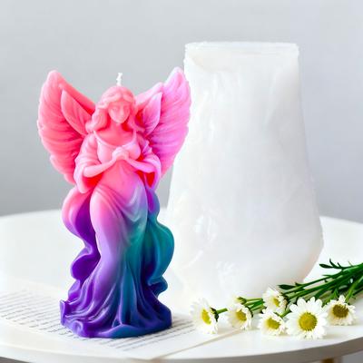 Molde de Silicona para Velas de Niña Ángel 3D Jabón Artesanal Aromaterapia Yeso Resina Epoxi Moldes Decorativos Suministros para Hacer Velas de Cera de Soja