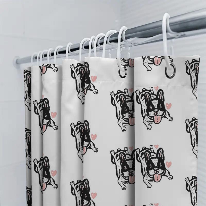 French Bulldog Shower Curtain Cute Puppy Dog Washroom Decor Bathroom Fabric Liner