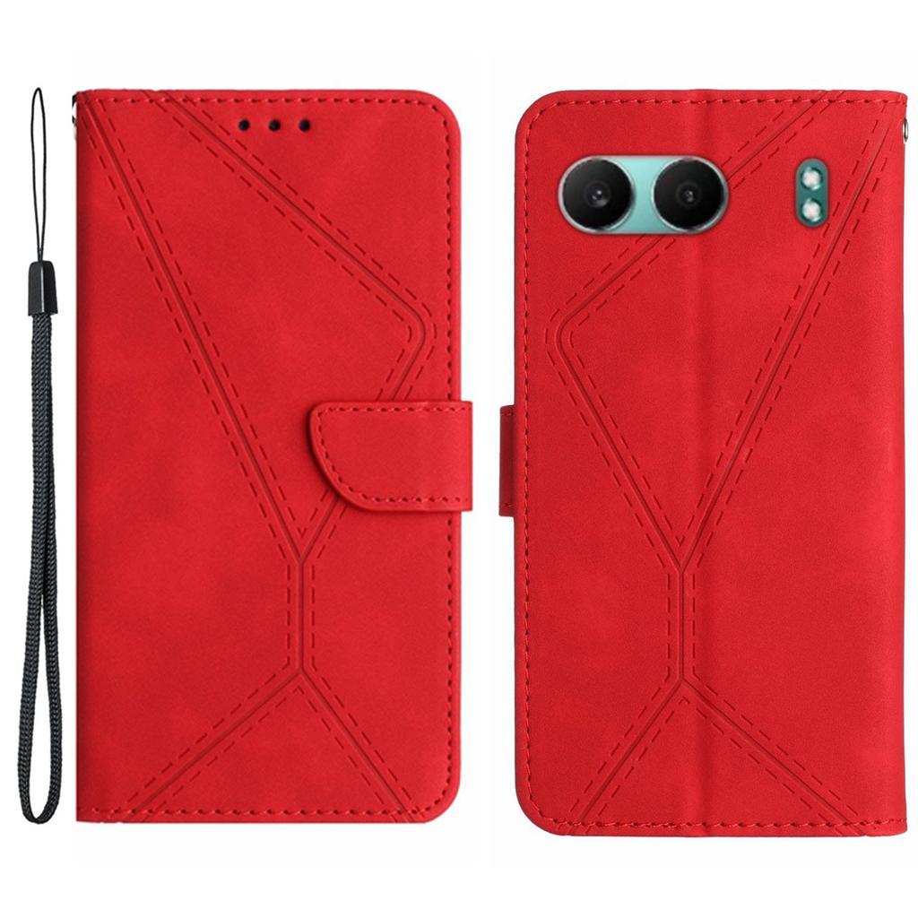 HT05 For OnePlus Nord 4 Case Skin-Touch Lines PU Leather Flip Phone Cover
