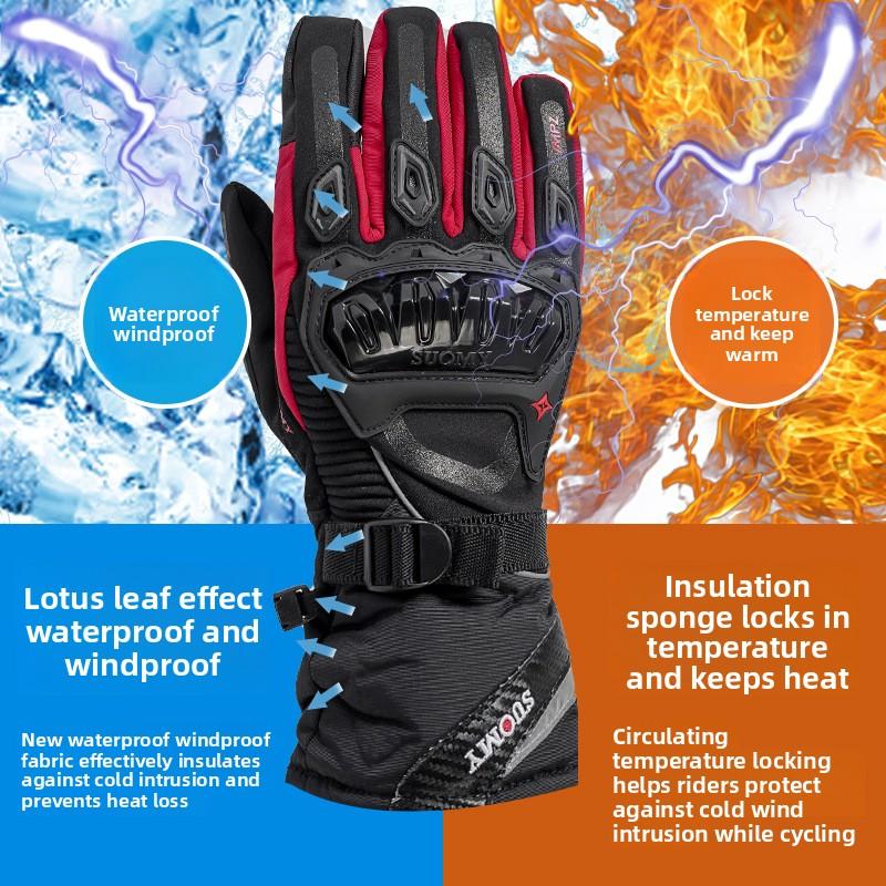 Motorcycle Waterproof Warm Winter Riding Gloves Locomotive Rider Anti-drop Off-road Thickened Long Gloves Men