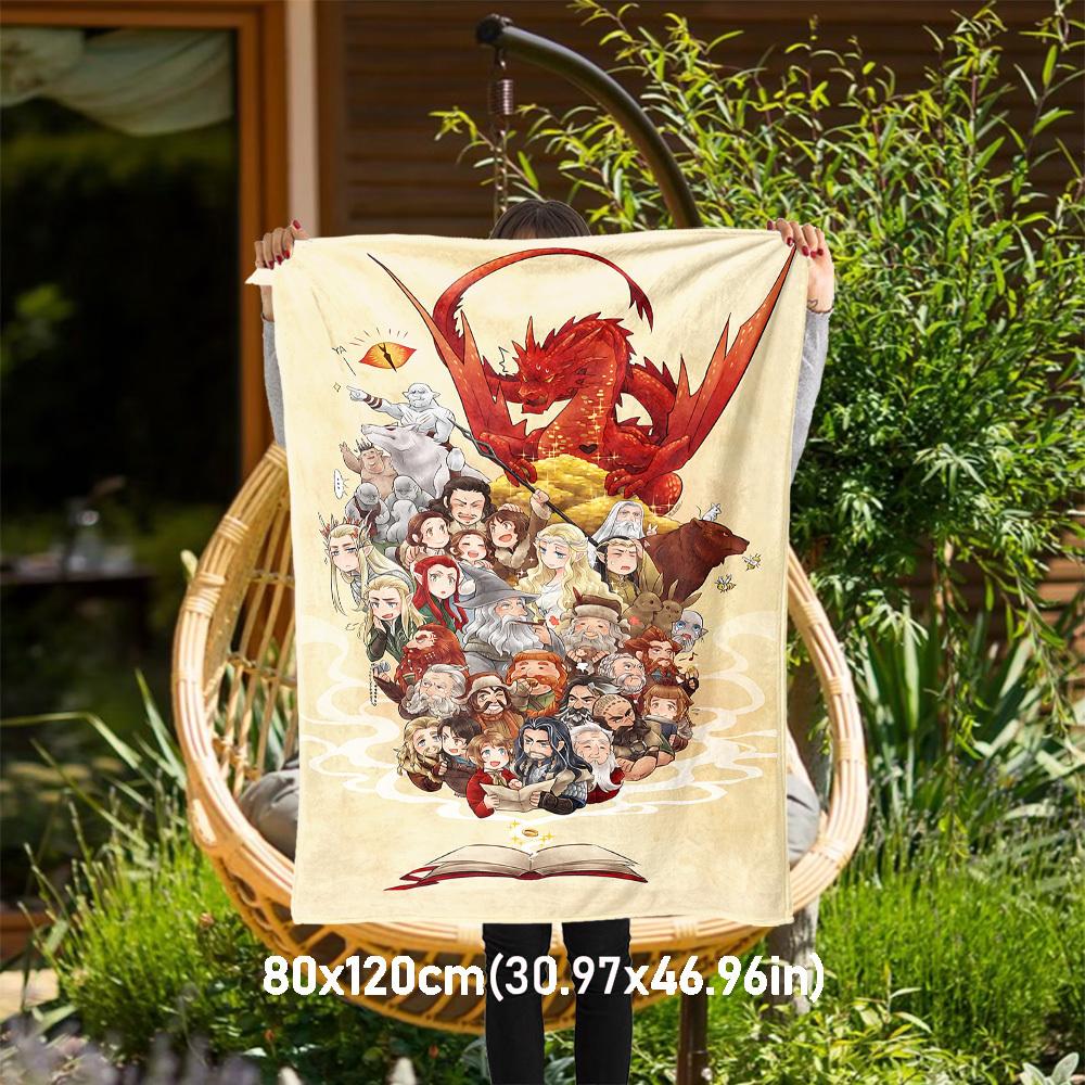 

1pc dragon fantasy characters - Throw Blanket, Soft, Flannel Blankets, Living Room, All Seasons Use-1021045 80x120cm