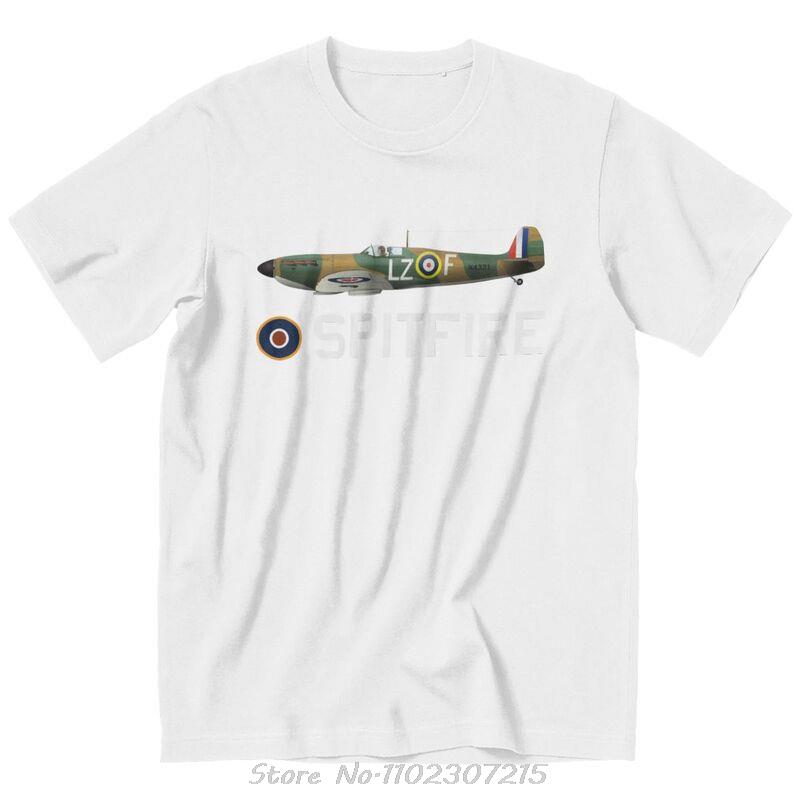 Футболка Supermarine RAF Spitfire для мужчин Футболка Истребитель Самолет Самолет Британская футболка Хлопковые футболки Мужская одежда S