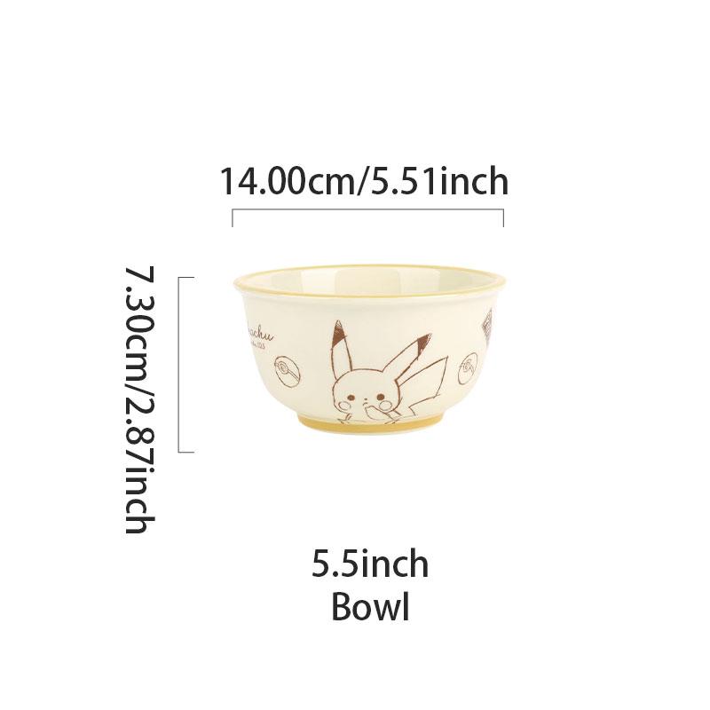 SHUNXIANG Pokémon Keramik Geschirrset Pikachu Cartoon Muster Keramik Schüssel Teller Gericht Speiseteller Mikrowellengeeignet Geschirr