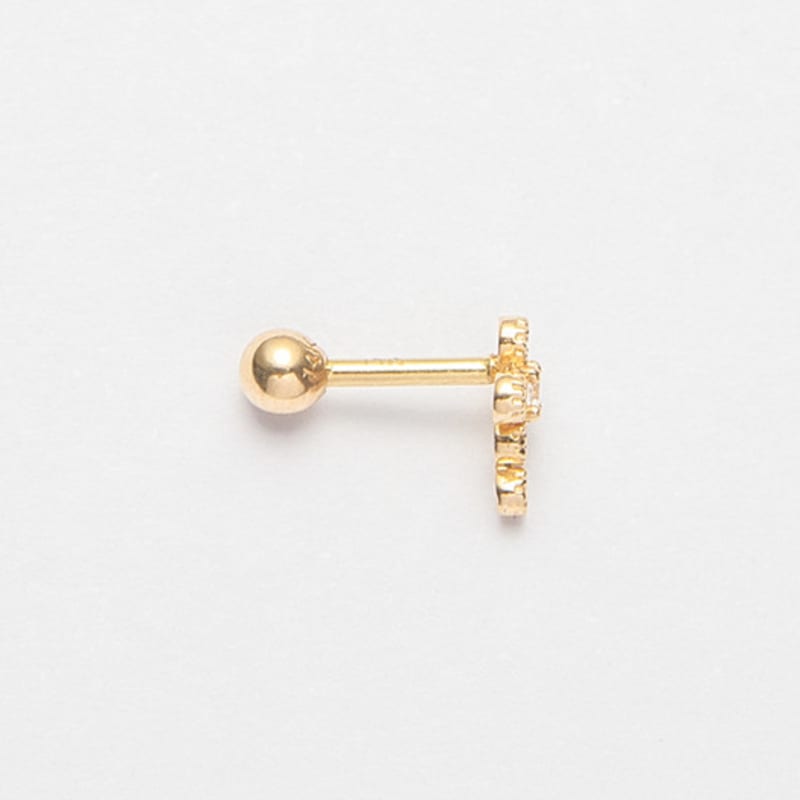 LUNNE 14k Cross Q Piercing (14k Gold) (Bar Thickness 1mm) #PIB14