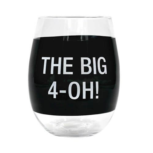 Say What Wine Glass (Black) (The Big 4-Oh!)