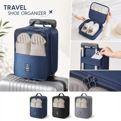 Portable Foldable Shoe Storage Bag Travel Organizer with Zipper Closure Mesh Ventilation and Compact Design for Easy Packing and Carrying