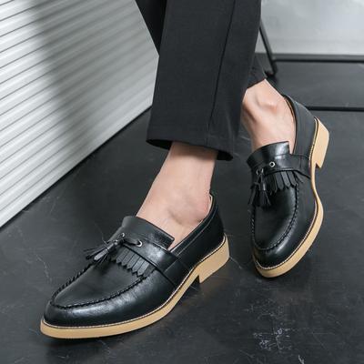 Men Classic British Style Leather Shoes Tassel Lightweight Loafers Casual Shoe Thick Platform Brand Business Dating Shoe