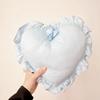 1pc Romantic Pink Heart Satin Cushion Pillow - Ultra Soft Plush with Ruffled Edge Bedroom Living Room Decor & Wedding Gift