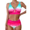 Bikini Set Women Striped Crop Tops Swim Shorts Split Swimsuit 2025 New 2pcs Swimming Beachwear Sexy Bikinis Sets Traje