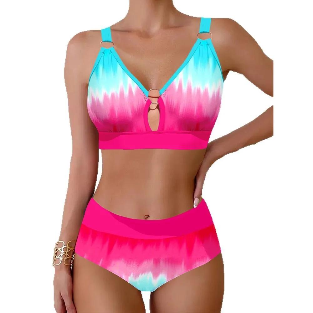 Bikini Set Women Striped Crop Tops Swim Shorts Split Swimsuit 2025 New 2pcs Swimming Beachwear Sexy Bikinis Sets Traje
