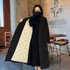 (plus padded cotton Gary) Loose cotton thickened suit collar woolen jacket medium and long plush woolen large