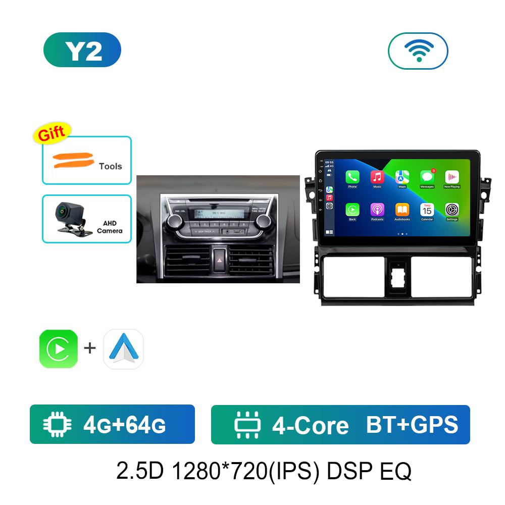 For TOYOTA VIOS YARIS 2013 - 2016 Android System Car Video Multimedia Player GPS 10 '' IPS Screen 4G Bluetooth WiFi Auto Tools