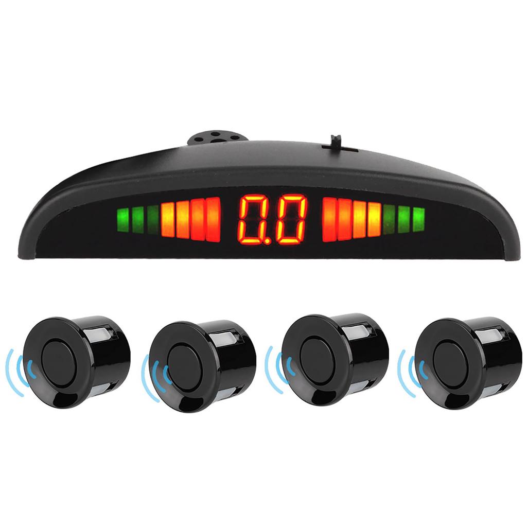 4 Parking Sensors Buzzer Car Reverse Backup Rear Radar LED System Sound Alarm Universal