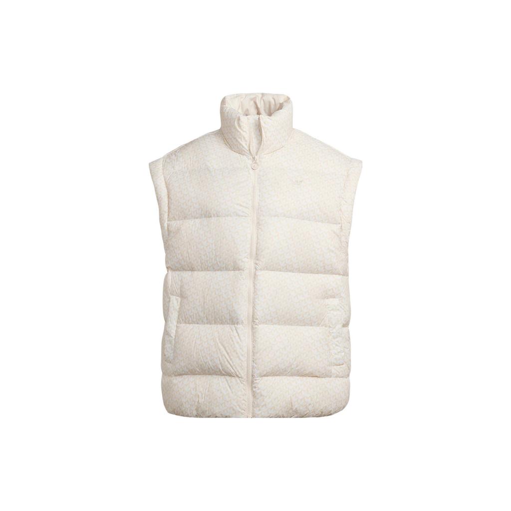 adidas Logo Print Stand Collar Down Vest Sleeveless Women Vest Yellow White HK5242