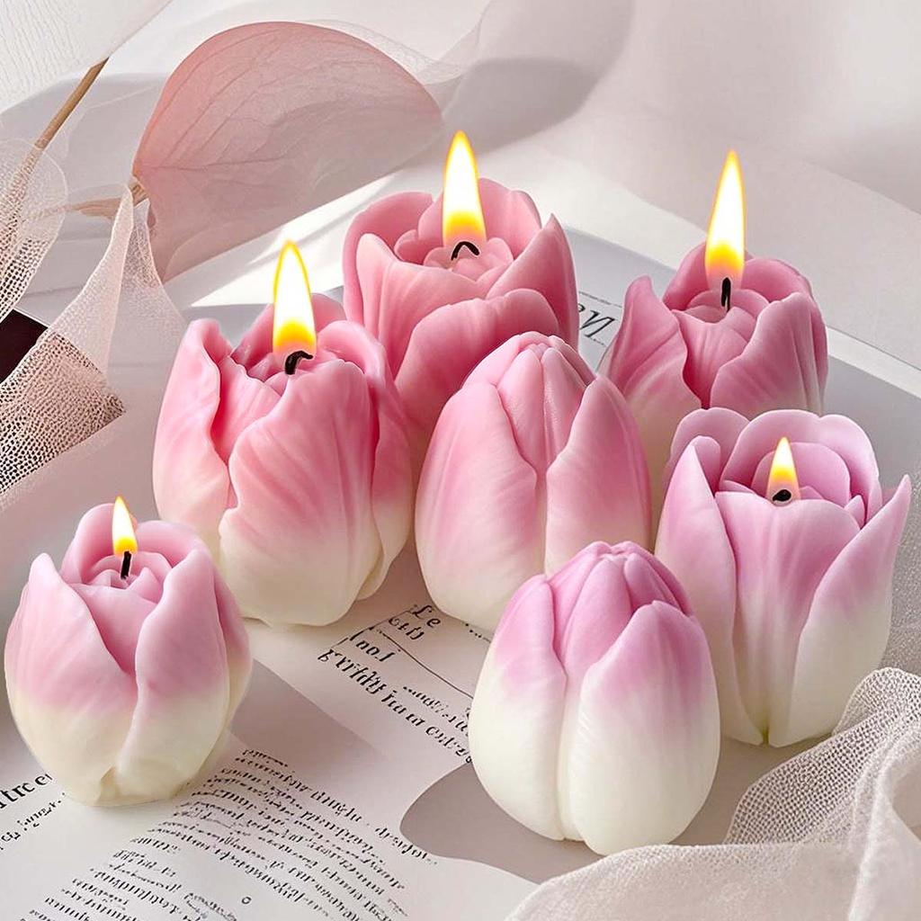3D Tulip Silicone Candle Mold DIY Handmade Flower Aromath Soap Candles Casting Molds Plaster Resin Craft Gifts Making Supplies