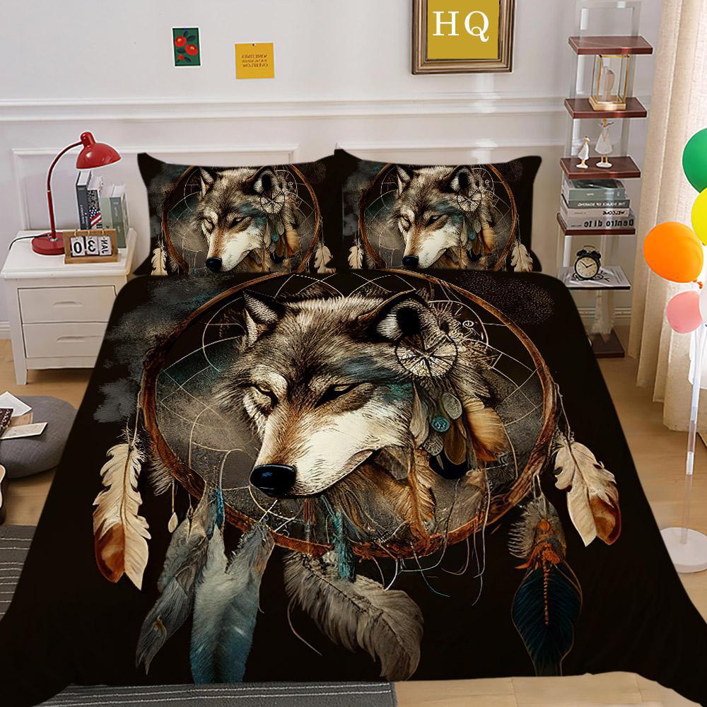 Bedding Polished Four-Piece Set Custom Animal Wolf Print Three-Piece Set Quilt Cover Sheet