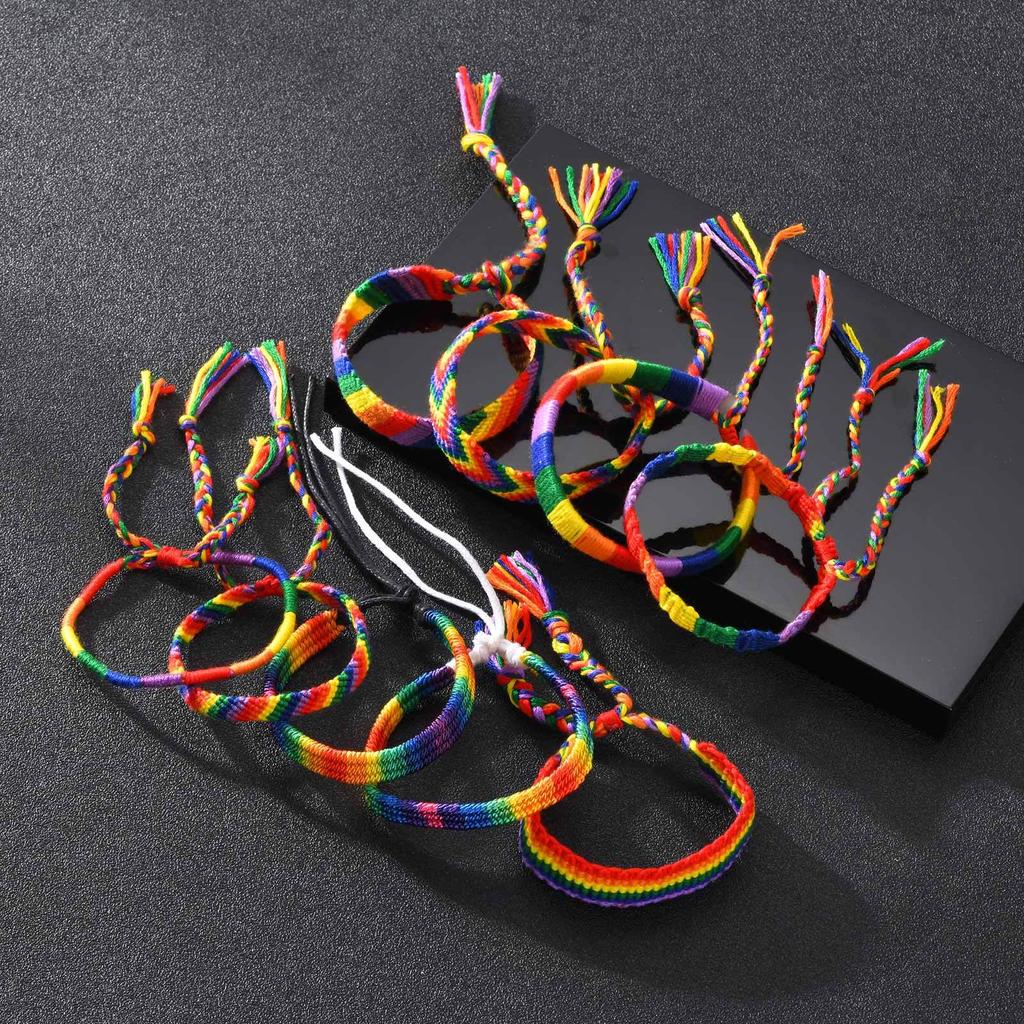 LGBTQ Rainbow Color Bracelets for Men Women,Adjustable Colorful Braided Rope Bracelet,Stylish Jewelry Gifts