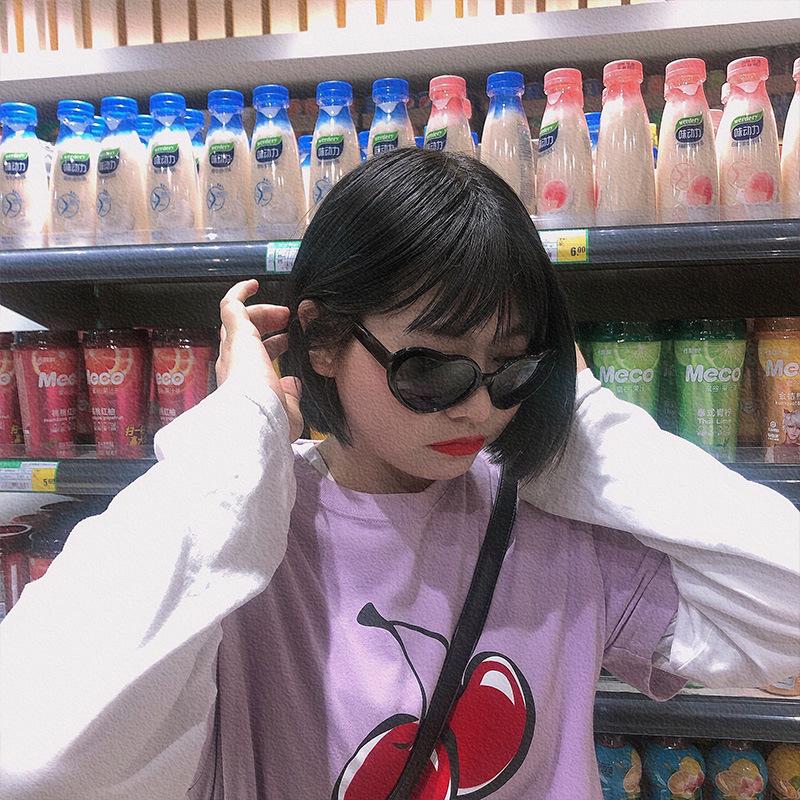 Peach heart Sunglasses love Sunglasses European and American trend frameless conjoined Sunglasses dazzling color glasses