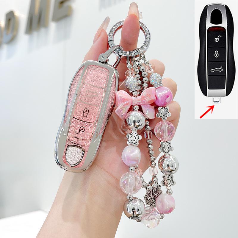 TPU Car Remote Key Cover Case Holder shell Chain Protector Fob For Porsche Taycan Panamera Macan Cayenne Hybird 718 911 Boxster